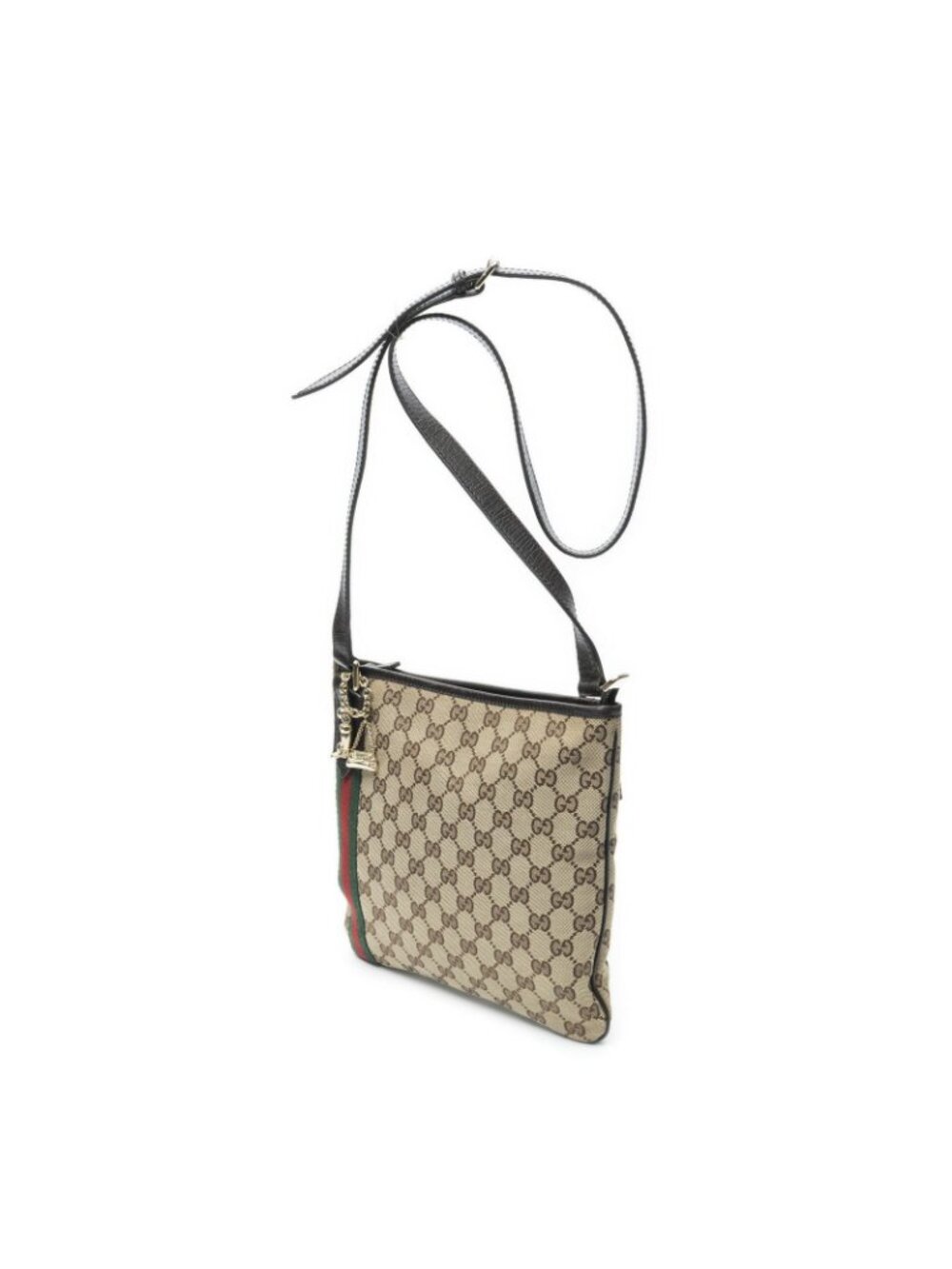 Gucci Web Jolicoeur Crossbody Beige Brown GG Canvas - Picture 2 of 10